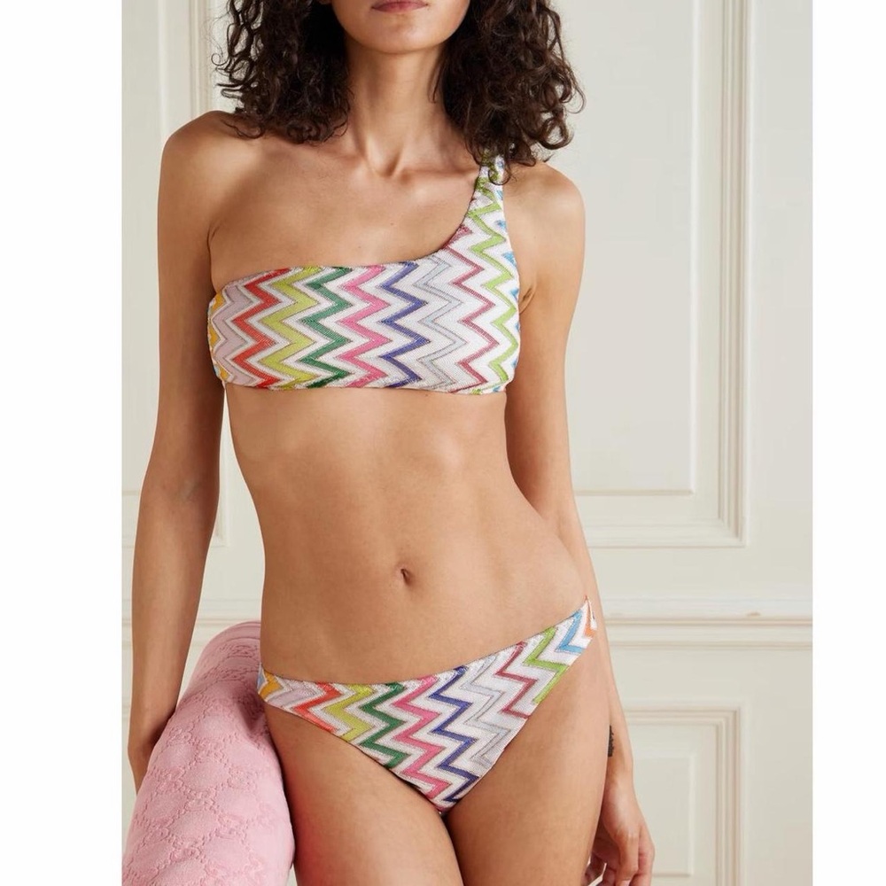 Missoni zig zag chevron one shoulder bikini set NWT